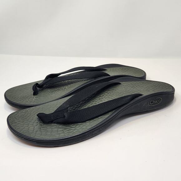 Chaco Mens Ecotread Black Green Flip Flop Thong Classic Sandals Size 13 Outdoor main image 6